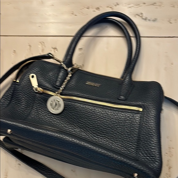 Dkny Navy Leather Structured Handbag - Picture 4 of 4